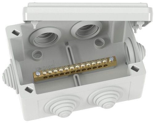 Коробка уравнивания потенциалов DKC Jupiter 12 зажимов 6 вводов 120х80х50мм IP55 серый фото Коробка уравнивания потенциалов DKC Jupiter 12 зажимов 6 вводов 120х80х50мм IP55 серый картинка